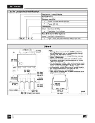 Power Integration TNY266P TNY266PN Off-Line Switcher IC – DIP-8 Package, Brand New
