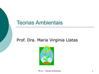 TO-11 - Teorias Ambientais 1
Teorias Ambientais
Prof. Dra. Maria Virginia Llatas
 