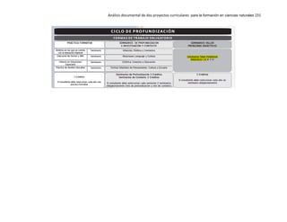 Análisis documental de dos proyectos curriculares para la formación en ciencias naturales 231
 