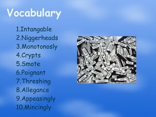 Vocabulary Intangable Niggerheads Monotonosly Crypts Smote Poignant Threshing Allegance Appeasingly Mincingly 