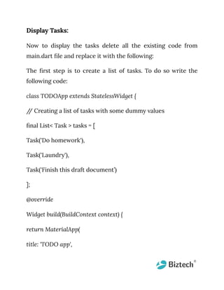 To-Do App With Flutter: Step By Step Guide | PDF