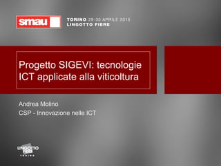 Progetto SIGEVI: tecnologie
ICT applicate alla viticoltura
Andrea Molino
CSP - Innovazione nelle ICT
 