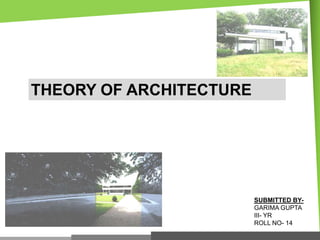 THEORY OF ARCHITECTURE

SUBMITTED BYGARIMA GUPTA
III- YR
ROLL NO- 14

 
