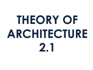THEORY OF
ARCHITECTURE
2.1
 