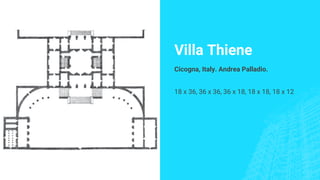 Villa Thiene
Cicogna, Italy. Andrea Palladio.
18 x 36, 36 x 36, 36 x 18, 18 x 18, 18 x 12
 