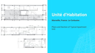 Unité d’Habitation
Marseille, France. Le Corbusier.
Plans and Section of Typical Apartment
Unit
 