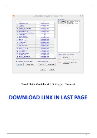 Toad Data Modeler 4.3.3 Keygen Torrent
1 / 4
 