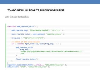 TO ADD NEW URL REWRITE RULE IN WORDPRESS
 