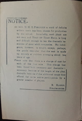 Toad of Toad Hall Programme