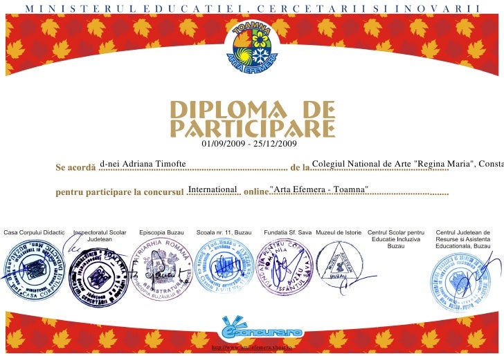 diploma de participare adriana timofte participare
