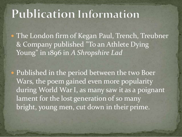 to an athlete dying young an to an athlete dying young an