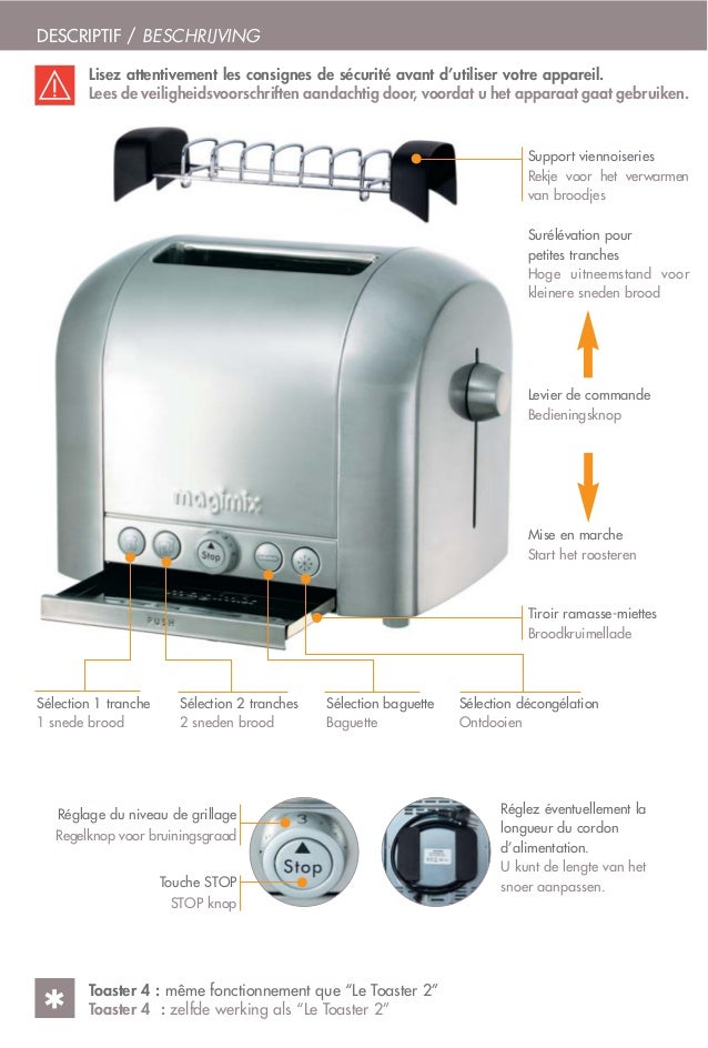 Toaster magimix notice