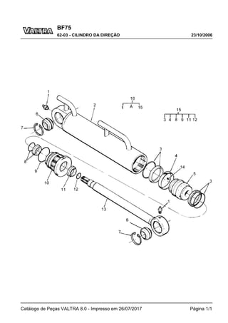 BF75
23/10/2006
62-03 - CILINDRO DA DIREÇÃO
Catálogo de Peças VALTRA 8.0 - Impresso em 26/07/2017 Página 1/1
 