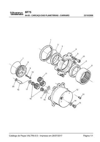 BF75
23/10/2006
64-05 - CARCAÇA DAS PLANETÁRIAS - CARRARO
Catálogo de Peças VALTRA 8.0 - Impresso em 26/07/2017 Página 1/1
 