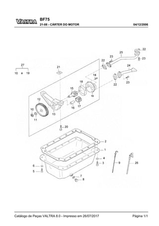 BF75
04/12/2006
21-08 - CÁRTER DO MOTOR
Catálogo de Peças VALTRA 8.0 - Impresso em 26/07/2017 Página 1/1
 