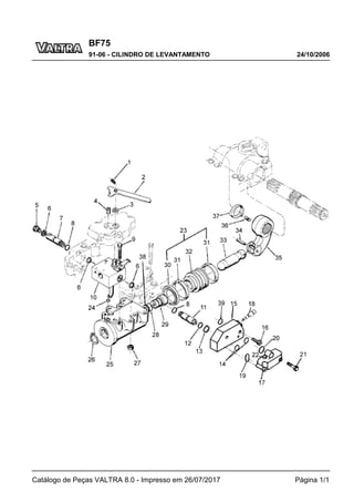 BF75
24/10/2006
91-06 - CILINDRO DE LEVANTAMENTO
Catálogo de Peças VALTRA 8.0 - Impresso em 26/07/2017 Página 1/1
 
