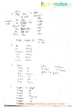 german hand written notes for B1 level exam
