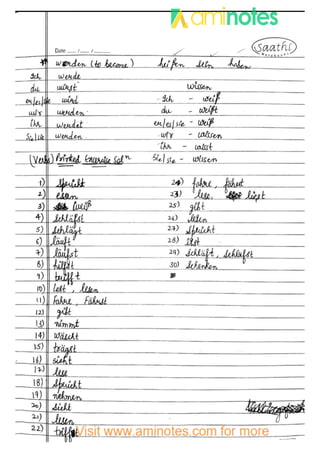 german hand written notes for B1 level exam