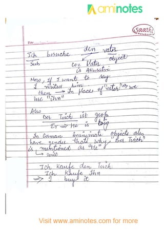 german hand written notes for B1 level exam