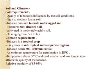 Tobacco.ppt Details cultivation practices of Tobacco