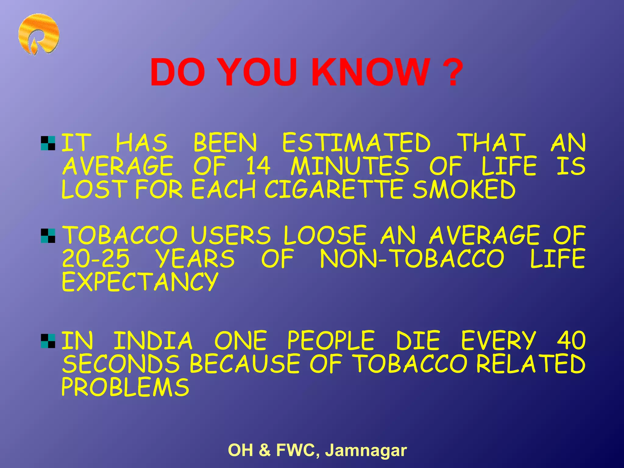 tobacco addiction ppt Tobacco De-addiction