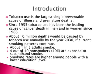introduction of tobacco Tobacco use and dependence