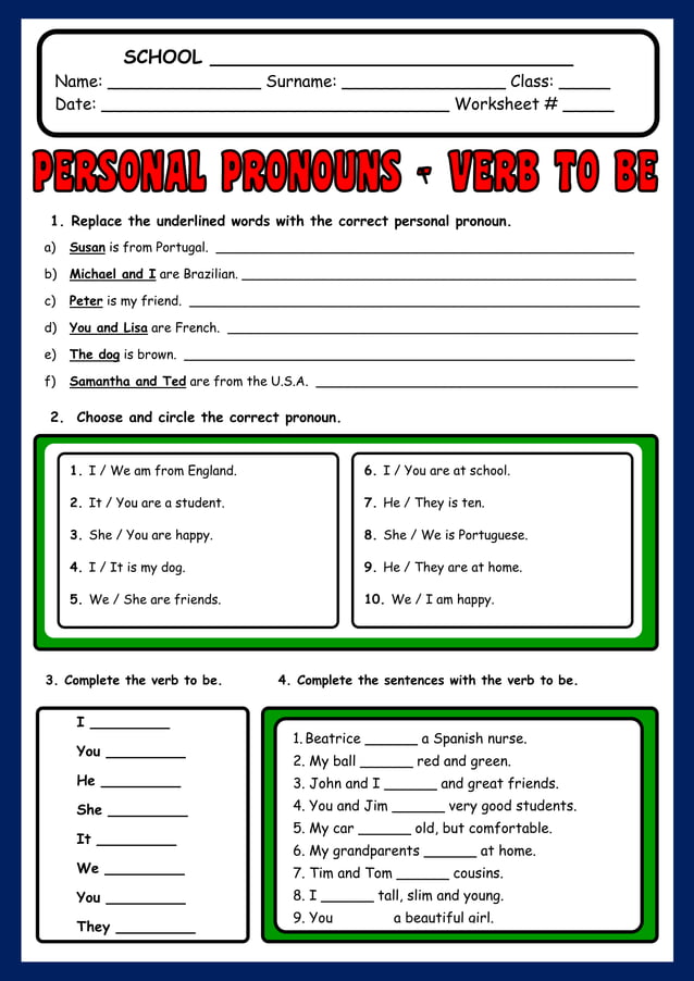VERB TO BE WORKSHEET PDF VERB TO BE WORKSHEET PDF
