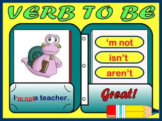 ‘m not
isn’t
aren’t
I ____ a teacher.‘m not
 
