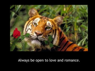 Always be open to love and romance.