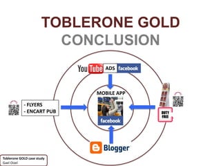 TOBLERONE GOLD
                         CONCLUSION
                               ADS



                            MOBILE APP

            - FLYERS
            - ENCART PUB




Toblerone GOLD case study
Gael Oizel
 