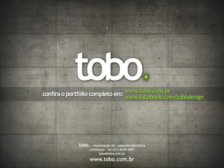 TOBO é o resultado de 12 anos de experiência em serviços de computação gráfica para arquitetura no Brasil e
Exterior.
Seguindo a tendência home office, aplica um baixo overhead para se adequar as diferentes necessidades
de arquitetos, construtoras, imobiliárias e agências de comunicação.
 
Maquetes Eletrônicas e Ilustrações 3D
* perspectivas externas residenciais, comerciais e institucionais
* perspectivas internas residenciais, comerciais e institucionais
* montagem de cenários virtuais
 
Maquetes Eletrônicas para estudo e definição de projeto
* perspectivas de estudos volumétricos e simulações
* perspectivas para estudos de revestimentos
 
Plantas-Baixas Humanizadas
* plantas-baixas residenciais, comerciais e institucionais
* plantas ilustradas de implantação geral – masterplans
 
__________________________________________________________________
André Tobo | Arquiteto
Especialista em ilustrações 3d para arquitetura & empreendimentos imobiliários


www.tobo.com.br/maquete-eletronica
www.tobo.com.br
www.facebook.com/tobodesign

TOBO. VISUALIZAÇÃO 3D – MAQUETE ELETRÔNICA
tobo@tobo.com.br

Curitiba/PR – Brasil 
[+55] (41) 3078-2057

“maquete eletronica”, “maquete eletronica curitiba”, “maquete eletronica parana”, “maquete 3d”, “maquete virtual”
 