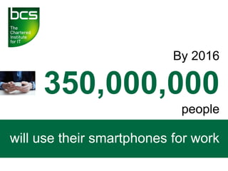 By 2016
350,000,000
people
will use their smartphones for work
 