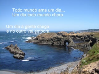 Todo mundo ama um dia... Um dia todo mundo chora. Um dia a gente chega  e no outro vai embora. 