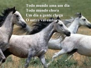 Todo mundo ama um dia Todo mundo chora Um dia a gente chega O outro vai embora 