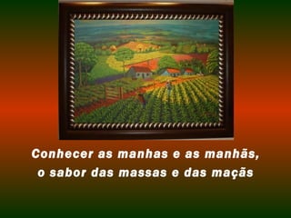 Conhecer as manhas e as manhãs, o sabor das massas e das maçãs 