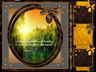 Conhecer as manhas e as manhãs
O sabor das massas e das maçãs
 