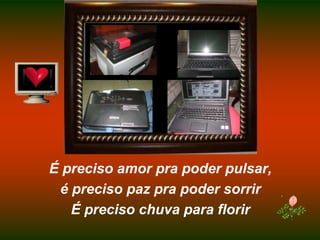 É preciso amor pra poder pulsar,é preciso paz pra poder sorrirÉ preciso chuva para florir