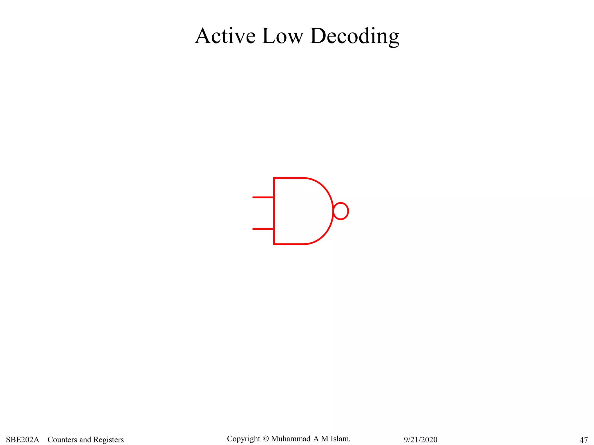 Copyright  Muhammad A M Islam.SBE202A Counters and Registers 479/21/2020
Active Low Decoding
 