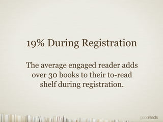 Registration flow is focused on popular books



                          0.2
Books added to to-read




                ...