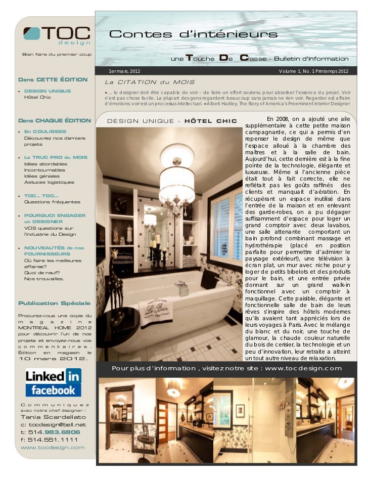Toc Contes D Interieur Vol 1 No 1 Printemps