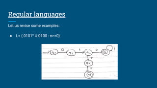Regular Language Example Theory of Computation Regular Expressions, Minimisation & Pumping Lemma ...