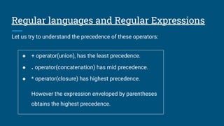 Theory of Computation Regular Expressions, Minimisation & Pumping Lemma ...