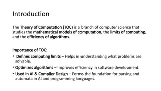 TOC NFA-and-DFA Deterministic Finite Automaton | PPTX