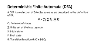 TOC NFA-and-DFA Deterministic Finite Automaton | PPTX