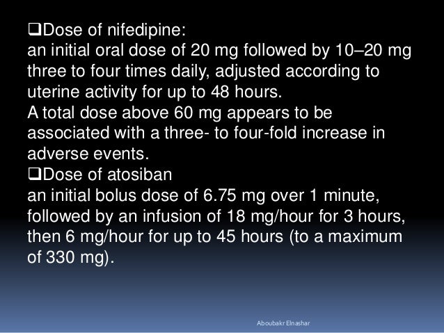 Procardia Dose For Contractions