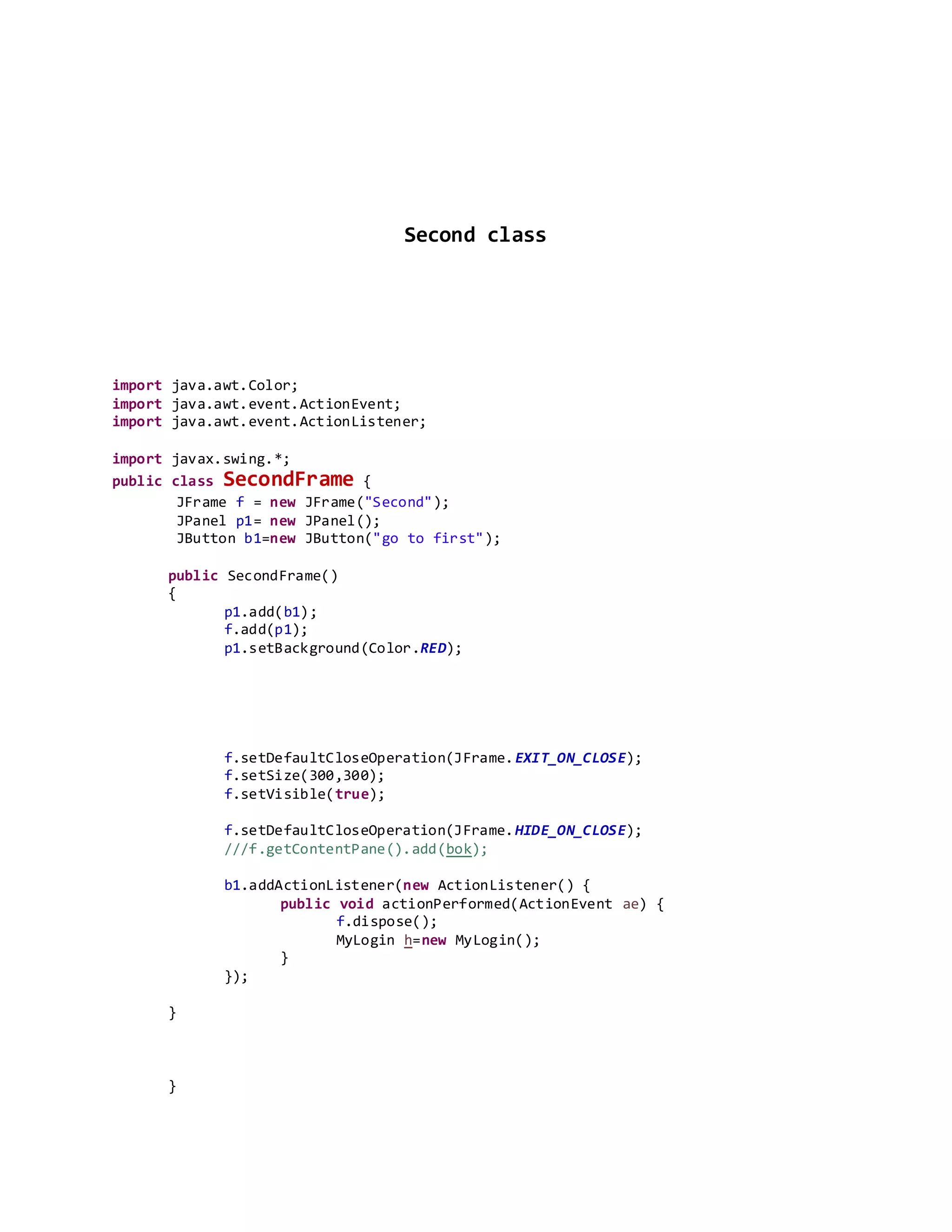 To connect two jframe | DOCX