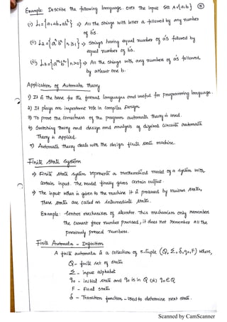 TOC UNIT II Notes and Materials with examples | PDF