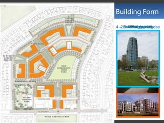 2.5 – 3 storey edgeretail at grade
live - work
4 – 6 – 8 storey mid-riseslim high-rise
Building Form
 