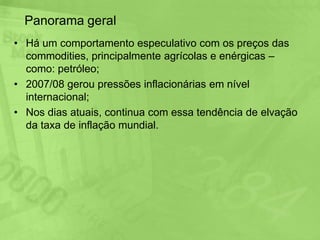 Estados UnidosFed (Federal Reserve – BC) manteve a taxa básica de juros entre zero e 0,25%, foi a mais baixa da história;Em novembro de 2010, o BC anunciou que ia adquirir US$ 600 bilhões em títulos públicos até a metade desse ano – “quantitativeeasing”  Medidatomadacomoumatentativa de impulsionar a lentarecuperaçãoeconômica do país, reduzindoaindamaisosjuros dos empréstimosparaempresas e consumidores (forma de injetarrecursosnosistemafinanceiro;