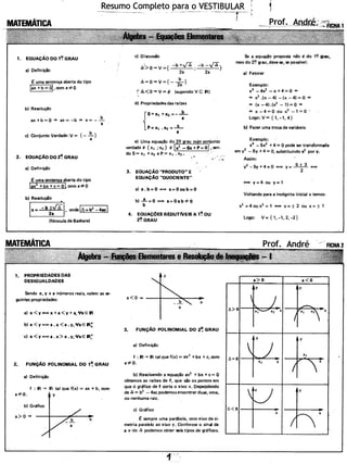 Todas as fórmulas e resumo completo de matemática